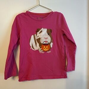 Mini Boden Pink Long Sleeve Halloween Tee with appliqué